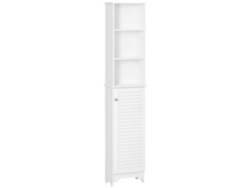 Armario Alto De Baño Con Estantes Abiertos Y Estante Interior, Blanco, 34x20x165
