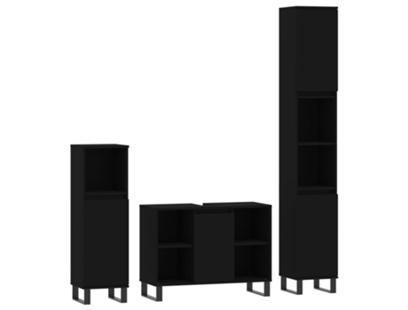 Conjunto 3 de muebles de baño VIDAXL madera contrachapada negro