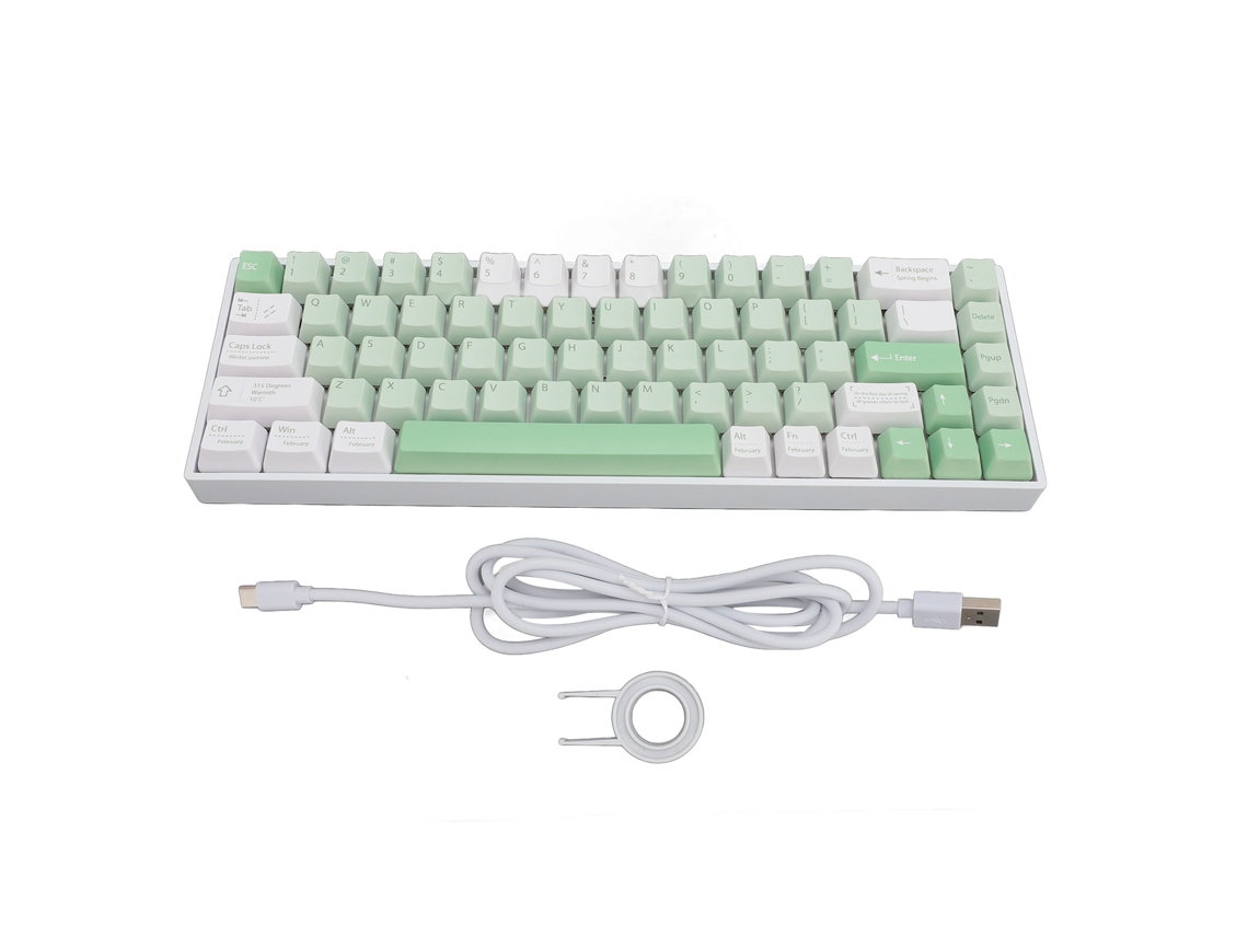 Teclado Mecânico 68 Teclas Red Switch Rgb Sem Fio 2.4g Bt Type C Para Win 2000 Me Xp
