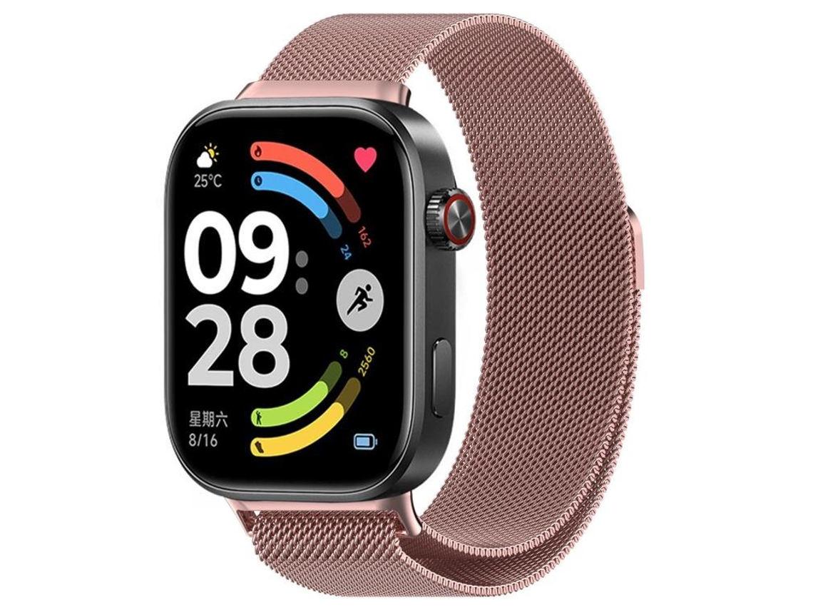 Bracelete Para Xiaomi Band 9 Pro / 8 Pro - Milan Magnética - Malha De Aço Rosa