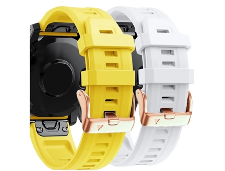 Correa Silicona Cierre Metálico para Garmin Fenix 5S Amarillo y Blanco Pack 2X VEANXIN