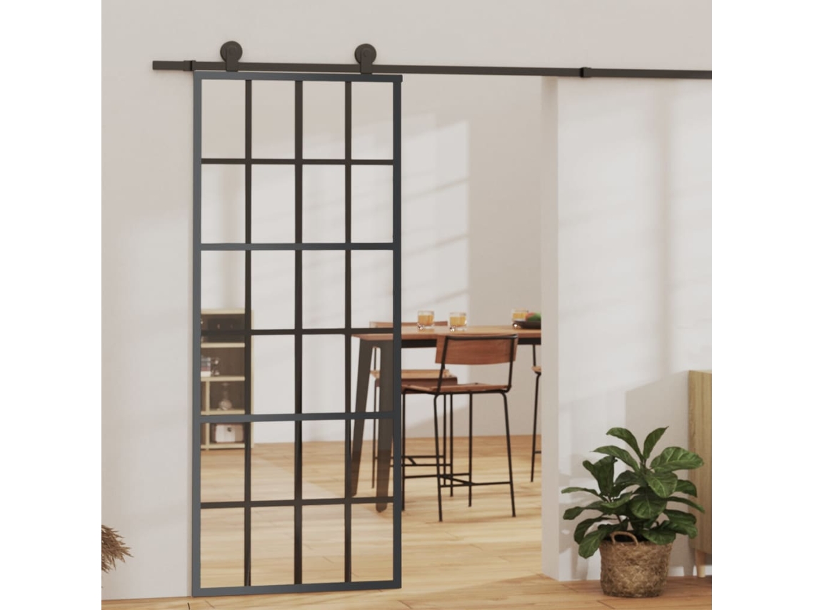 Puerta corredera con herrajes de 76 x 205 cm, vidrio/aluminio ESG, LOVELY HOME