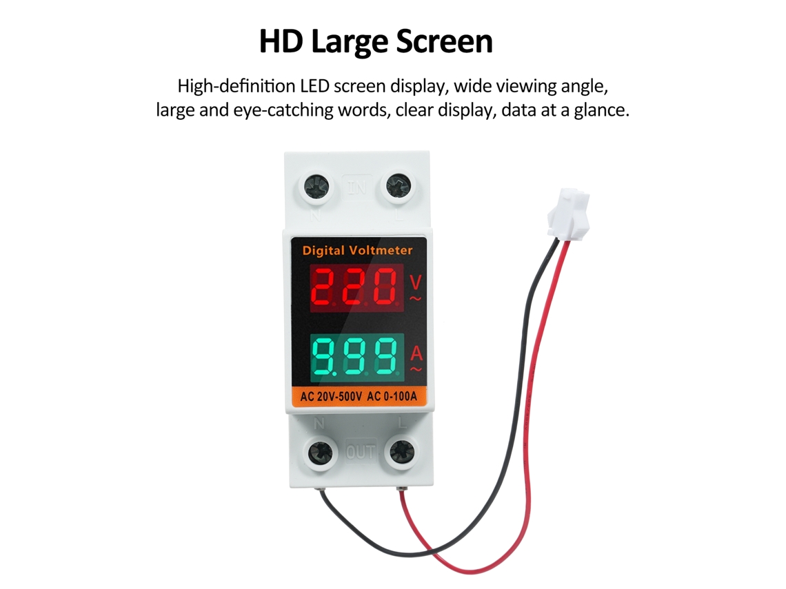 Medidor Digital Monofásico Con Transformador Para Carril Din, Voltímetro, Amperímetro, 20-500v, 0-99,9a
