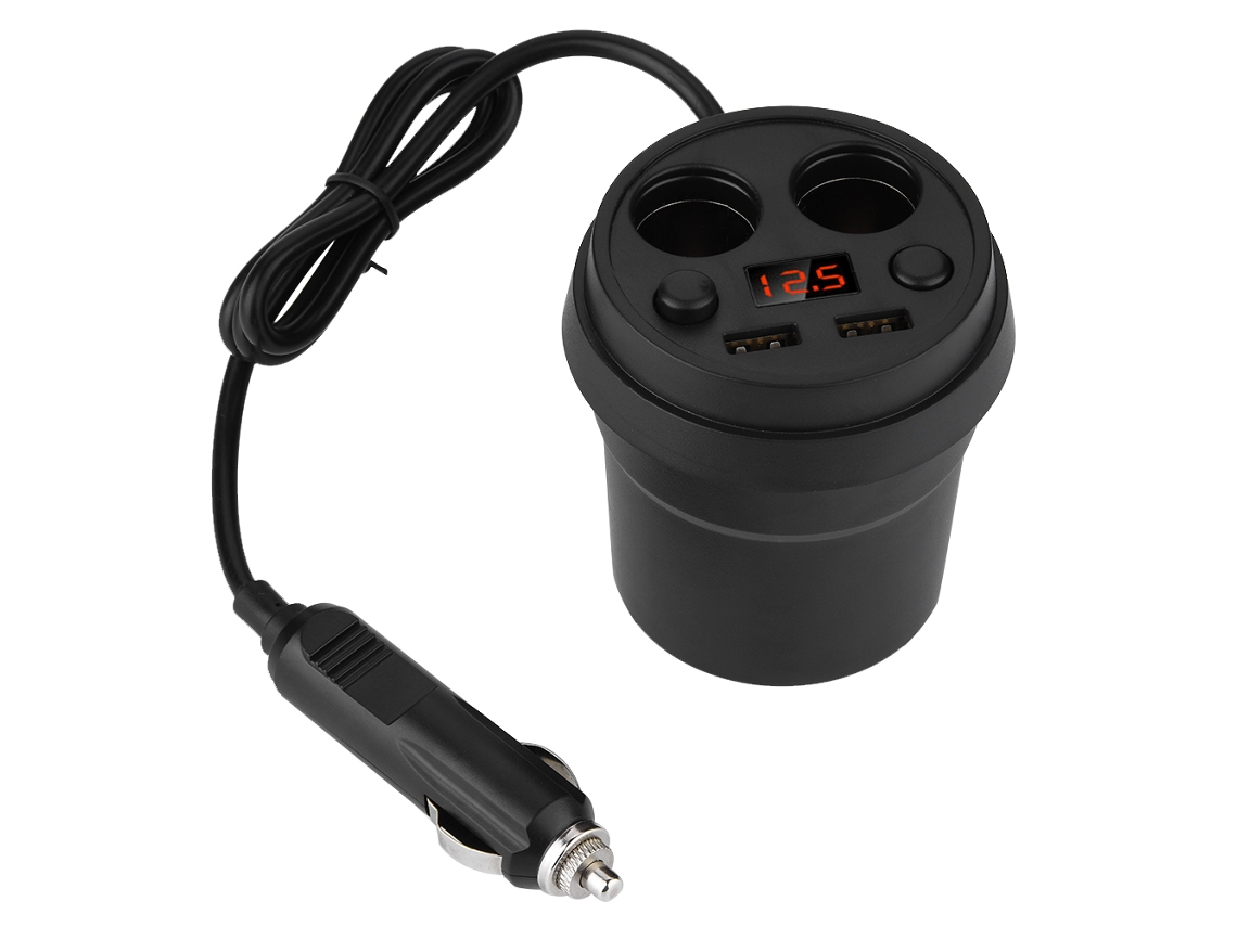 Cargador De Coche (salida Usb Dual, Pantalla Digital Led) Cargador De Coche De Estilo Taza 3.1a