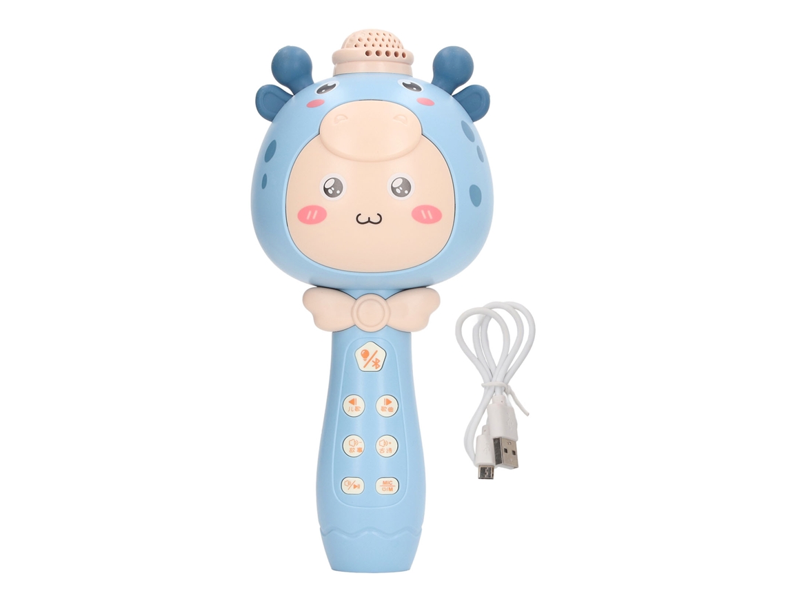 -micrófono Inalámbrico Para Niños De Forma Cartoony Recargable Portátil Con Bt Para Cantar Viajes En Coche Azul