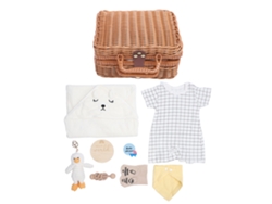 Conjunto De Presentes Para Chá De Bebê Recém-nascido Cestinha Com Roupa Brinquedo Boneca Meias