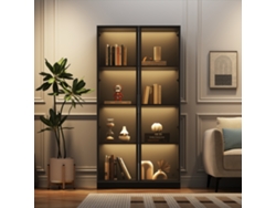Vitrina De Cristal Con Iluminación Led, 80x40x160cm, Doble Puerta Y Estantes.