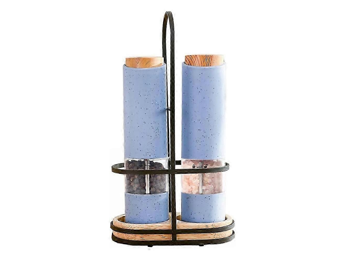 Juego de molinillos eléctricos de sal y pimienta, 2 piezas, molinillos automáticos de sal y pimienta con soporte 2025 Rosewell