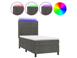 Maison Exclusive - Cama Box Spring Colchón Y Led Terciopelo Gris Oscuro 90x190 Cm