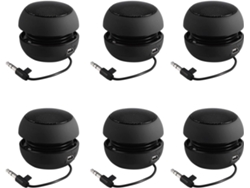 Mini altavoz portátil de viaje con 6 altavoces y cable de audio retráctil de 3,5 mm. SFUSHOS
