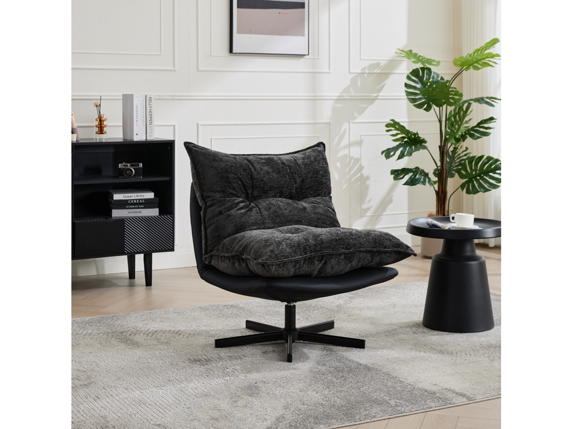 Sillón Giratorio Reclinable Con 3 Posiciones, Chenilla Gris Oscuro.