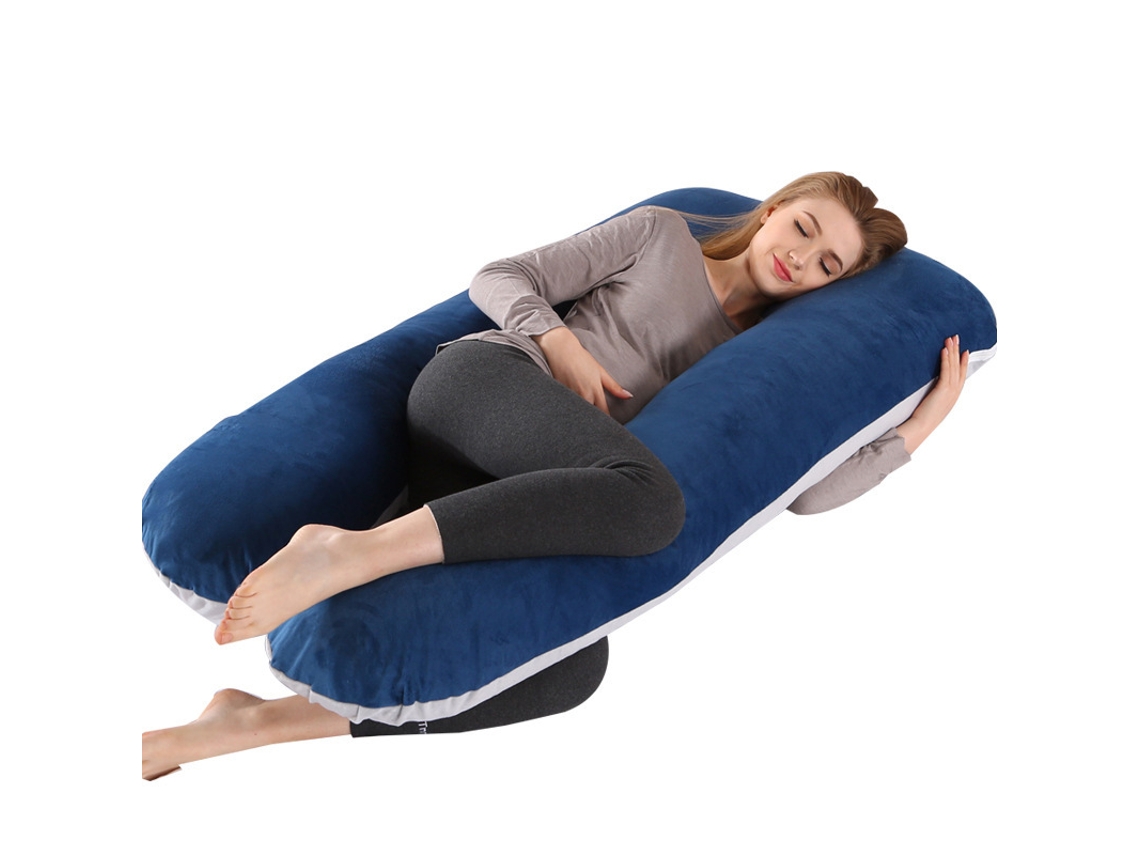 Almohada De Embarazo Multifuncional Para Dormir Durante El Embarazo Aliviar El Abdomen Y Dar Soporte A La Cintura 140 X 80 Cm (azul Grisáceo) Cuich