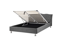 Cama con somier BELIANI Metz de Terciopelo Gris 168x217x102