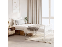 Estructura Cama Sin Colchón Con Estribo Metal Blanco 107x203 Cm