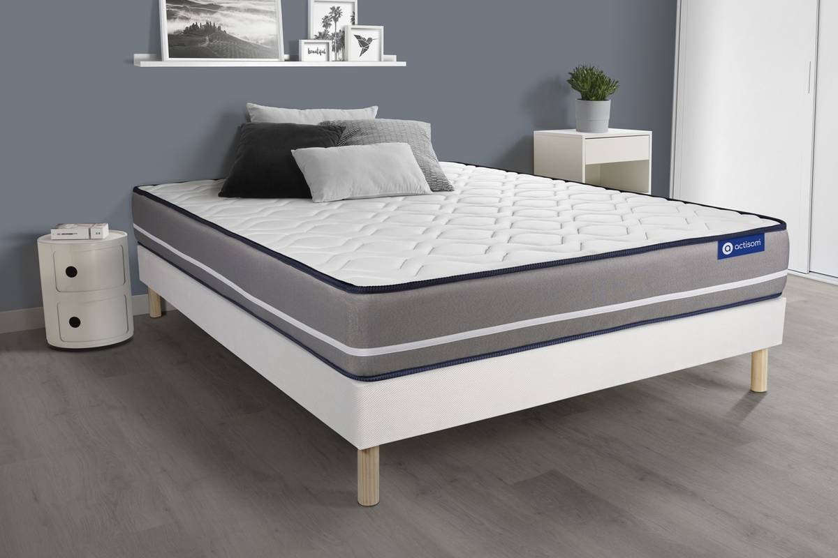 Conjunto de Somier Blanco + Colchón ACTISOM Actiflex Pur (150x200 cm - Muelles Ensacados)