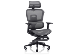 Silla de oficina ergonómica Valk Myla (reposapiés de malla transpirable, brazos 4D, gris/negro)