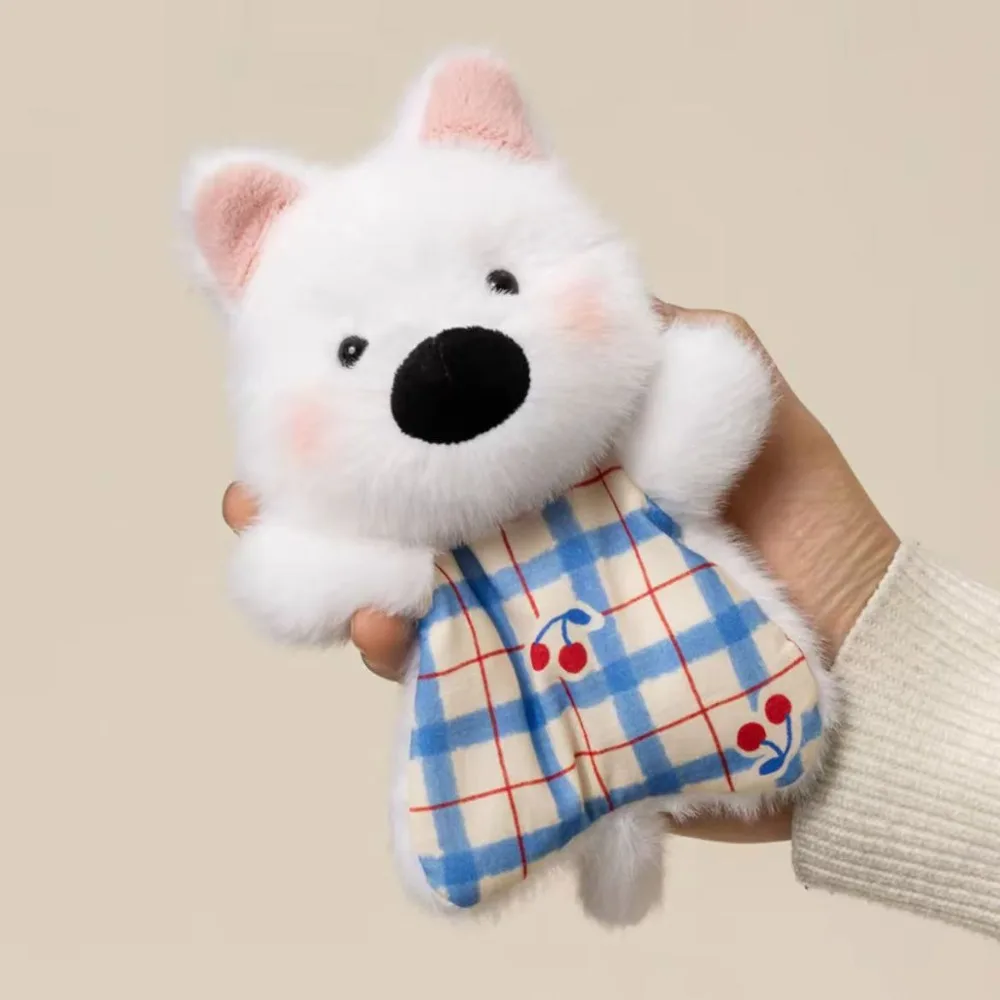 Peluche suave, tierno y antiestrés con diseño de dibujos animados MDUG (perro blanco).