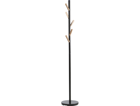 Perchero de metal negro/madera clara 170 cm BELIANI Albin