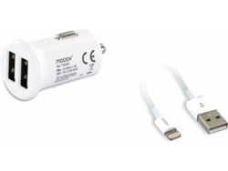 CARREGADOR CARRO 2.4AMP BRANCO + CABO L