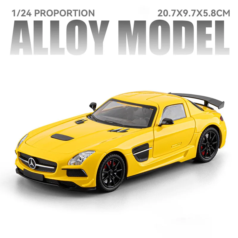 (amarillo) Coche De Juguete De Metal Fundido A Presión A Escala 1:24, Superdeportivo, Con Efectos De Sonido Y Luz.