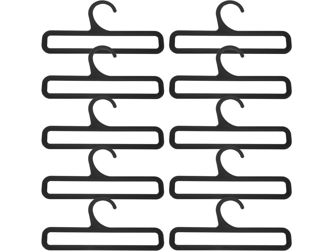 Juego 10 Soportes Rectangulares Plástico Negro Bufandas Organizadores Ligeros Corbatas Colgantes Versátiles