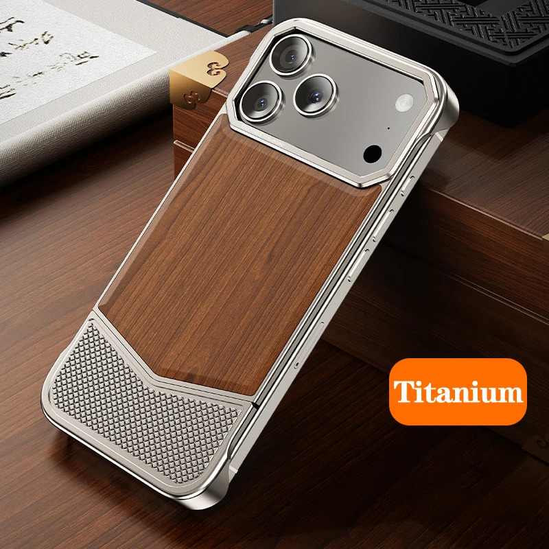 (iphone 17 Pro Max De Titanio) Funda De Madera Maciza Para Teléfono, Compatible Con Fijación Magnética Magsafe, Diseño Sin Bordes.