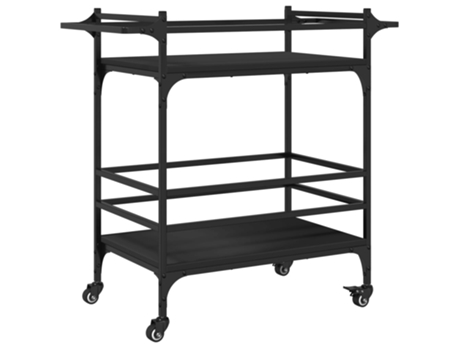 Carrito de cocina de madera de ingeniería negro VIDAXL (82x40x78,5 cm)