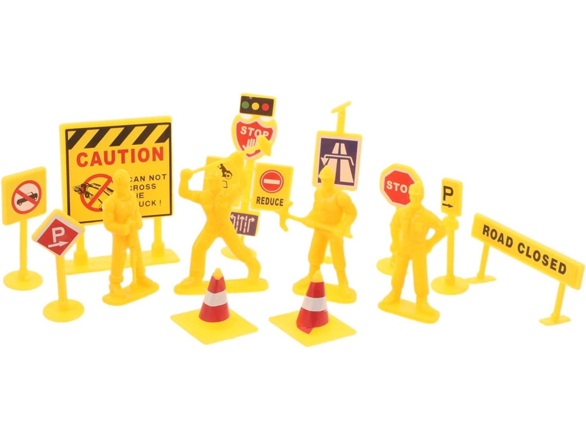 Juego de 84 piezas con mini conos de tráfico, señales y decoraciones para la calle.