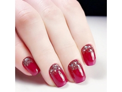 Consejos Para Uñas Postizas Cortas Cuadradas Rojas Con Purpurina, Reutilizables Para Decoración De Uñas Casera.