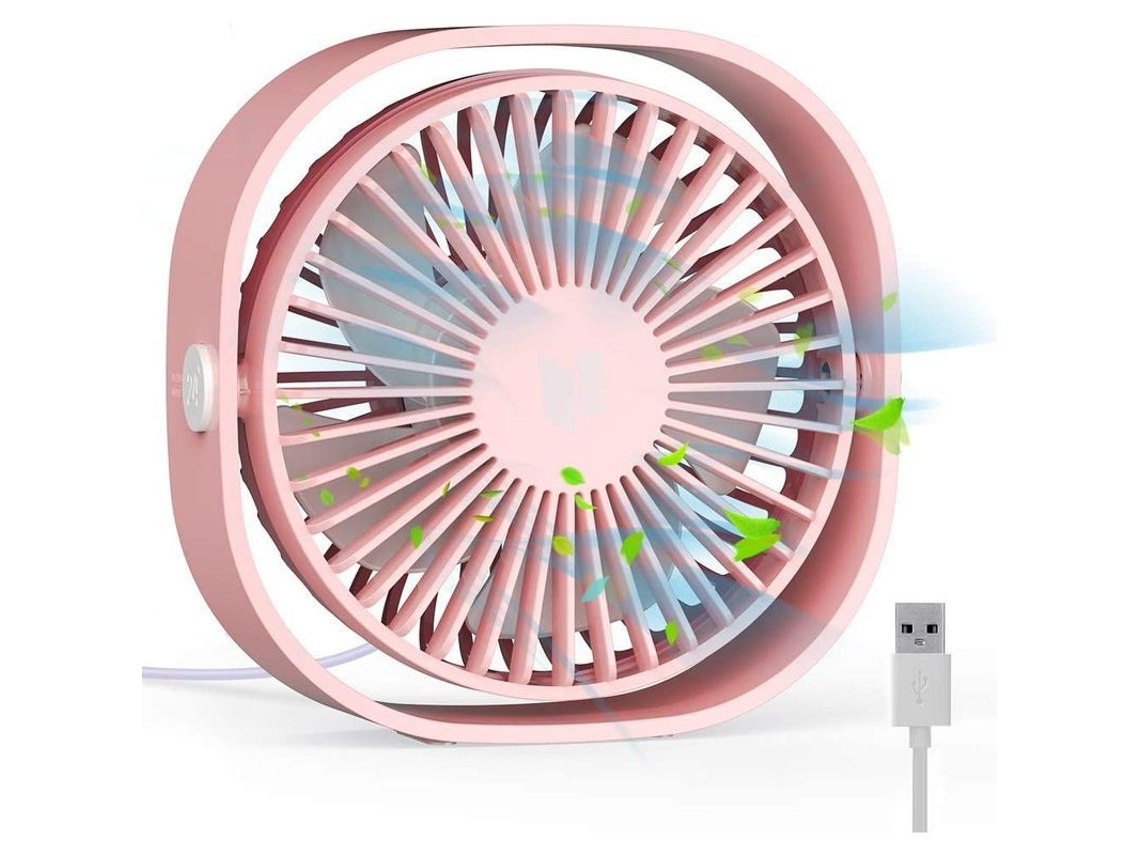 Ventilador De Escritorio Usb, 12,5 Cm, Pequeño, Silencioso Y Potente, Para El Hogar Y La Oficina, Rosa.