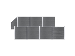 Panel de valla WPC de 7 cuadrados, 1 inclinado, 1311 x 186 cm, gris, DKD HOME DECOR