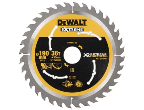 DEWALT DT99563-QZ - Hojas para Sierra Circular portátil XR EXTREME RUNTIME 190mm x 30mm 36D