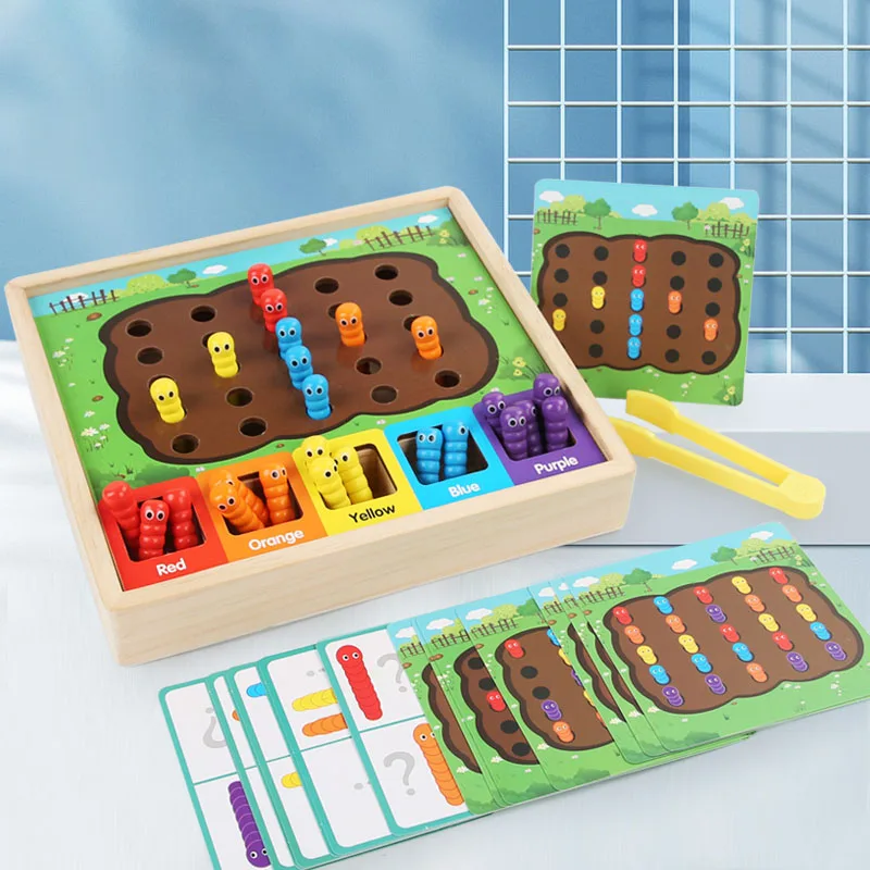 Jogo De Armadilha Para Abelhas Com Contas Para Reconhecimento De Cores, Um Brinquedo Montessori De Madeira Adequado Para A Educação Infantil.