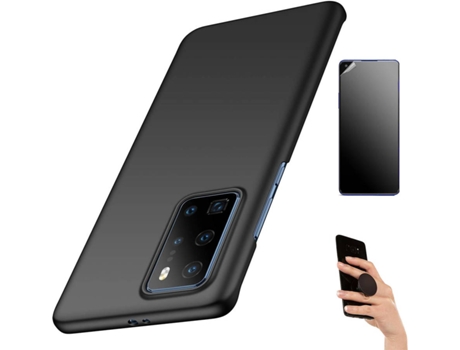 Kit Carcasa Y Protector Huawei P40 Ultimatte Turtleshell Rígido Y Popsocket Negro