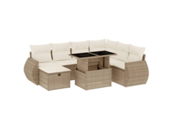 Conjunto 8 de sofás de jardín y cojines VIDAXL ratán sintético beige