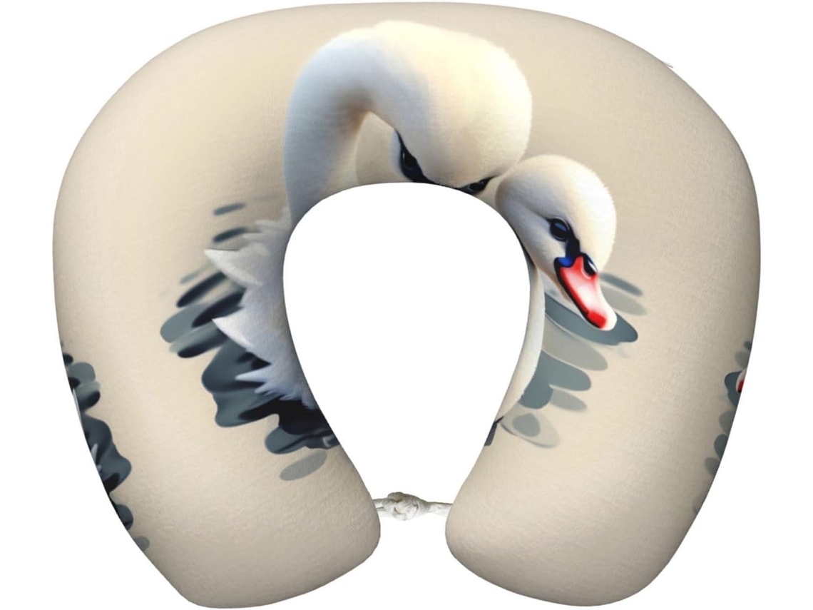 Almohada Viaje Forma Cisne Poliéster, Felpa Espuma Viscoelástica Fácil Soporte, Ajustable Plegable: