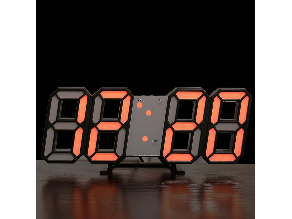 Despertador digital LED 3D, mesa/pared, moderno, brillo ajustable, snooze, temperatura, dormitorio/oficina Kofihety