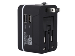 Adaptador De Viaje Universal Para Adaptación A La Electricidad Global Fondo Negro Con Marco Blanco