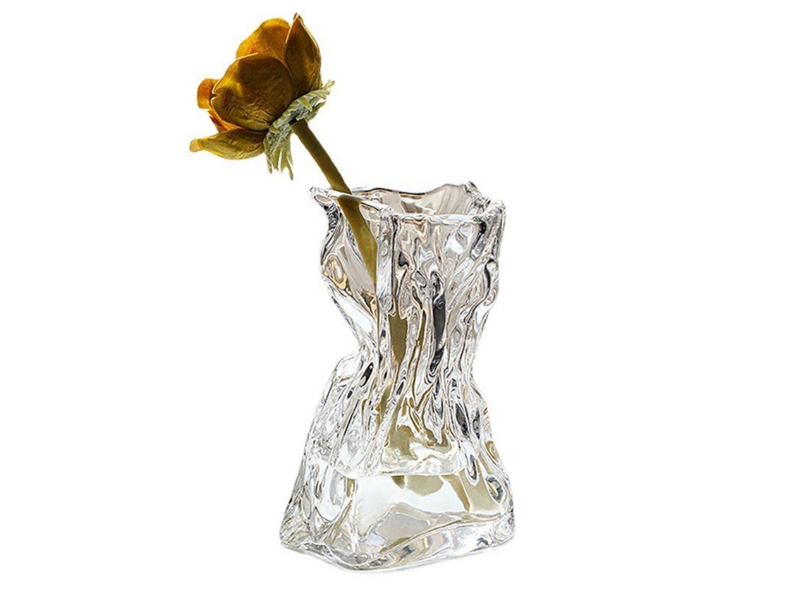 2026-vaso De Vidrio Plisado Lujo Ligero Hidropónico Para Sala Comedor Arreglos Florales Decoración