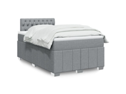 Cama Box Spring Con Colchón Tela Gris Claro 120x200 Cm