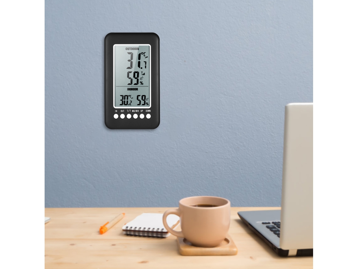 Termómetro/higrómetro Digital Inalámbrico Para Uso En Interiores Y Exteriores Con Alarma Y Pantalla Lcd.