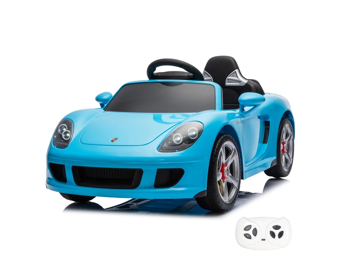 Vehículo Eléctrico Infantil Porsche Carrera Gt - 1 A 5 Años - Full Option - Coche Infantil De 12v Con Mando A Distancia - Vehículo A Batería Con Licencia Oficial, Asiento De Cuero, Amortiguadores &amp; Bluetooth -  Azul