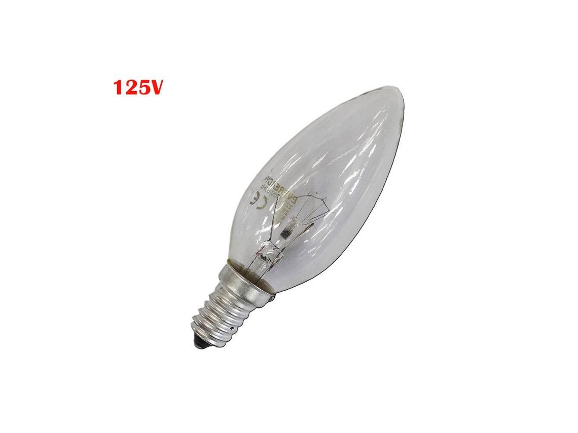 Bombilla Incandescente Vela Transparente 40W E14 125V Uso Industrial Sólo CONFORHOME