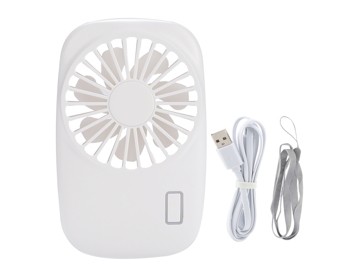 Mini ventilador USB portátil con cable para colgar en exteriores.
