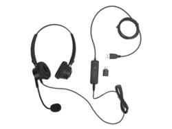 Fone De Ouvido Com Microfone Cancelamento De Ruído Usb Binaural Ajustável Volume Para Call Center Escritório Preto