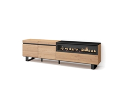 Mueble TV Televisión 200x57x35cm Para TV hasta 80 Chimenea eléctrica Diseño industrial Roble y negro