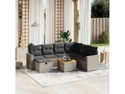 Conjunto de sofás de jardín de 8 piezas DKD Home Decor con cojines de mimbre gris