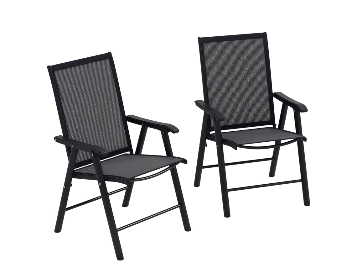 Juego De 2 Sillas Plegables Para Camping Al Aire Libre, Con Reposabrazos, Para Jardín/patio, Color Gris Oscuro.