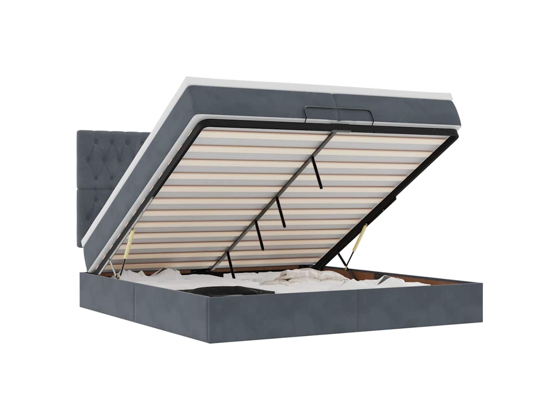 Maison Exclusive - Estructura Cama Otomana Colchones Terciopelo Gris Oscuro