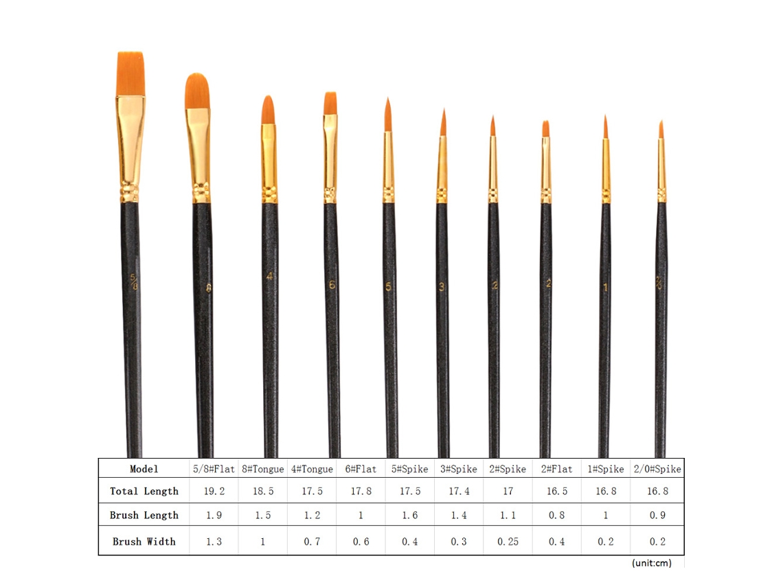 Juego de 50 pinceles de pelo de nailon para acuarela, óleo, acrílico y gouache | Sin marca